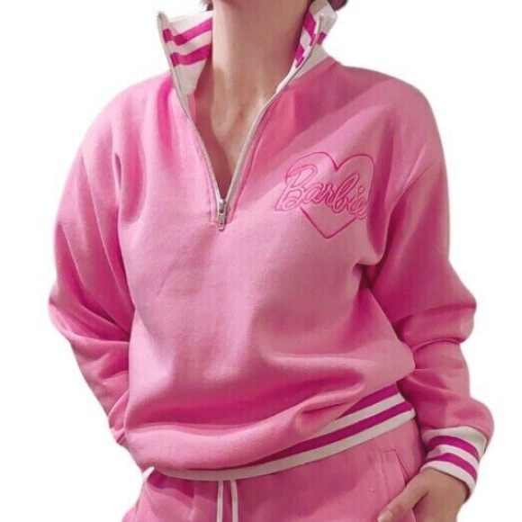 SOLD!! NIB Barbie Pink Quarter Zip Long Sleeve Sweatshirt in Mattel Gift Box - Picture 4 of 16